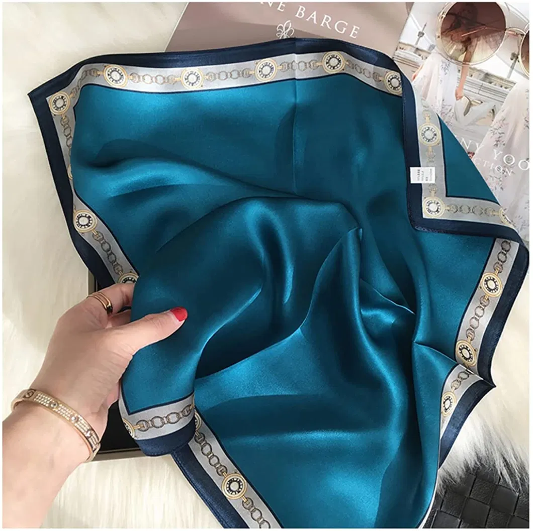 New Arrival Custom Women Digital Printing Pure Silk Scarf 70*70 Cm Hair Square Scarves for Ladies