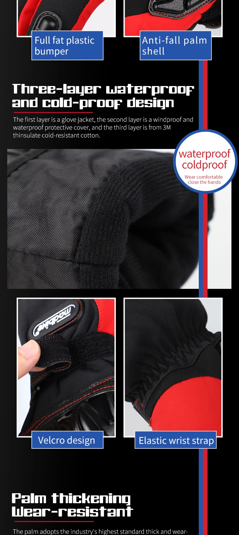 Wholesale Full Finger Custom Motorcycle Gloves Touchscreen Motocross Gloves Cheap Winter Touch Screen Riding Racing Gloves
