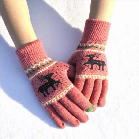 Ready Ship Touch Screen Men and Women Warm Knitted Winter Acrylic Gloves