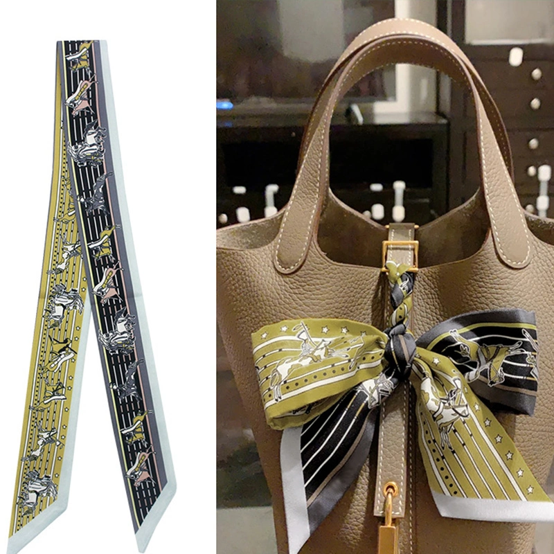 Ea306 Fashion Hair Neck Handbag Twilly Wholesale Designer Silk Scarves Famous Brand Purse for Women Custom Bag Scarf