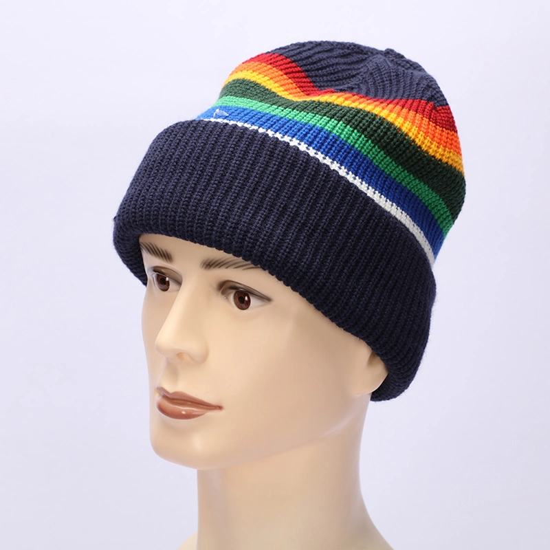 High Quality Customized acrylic Double Layers Knitted Winter Warm Hat