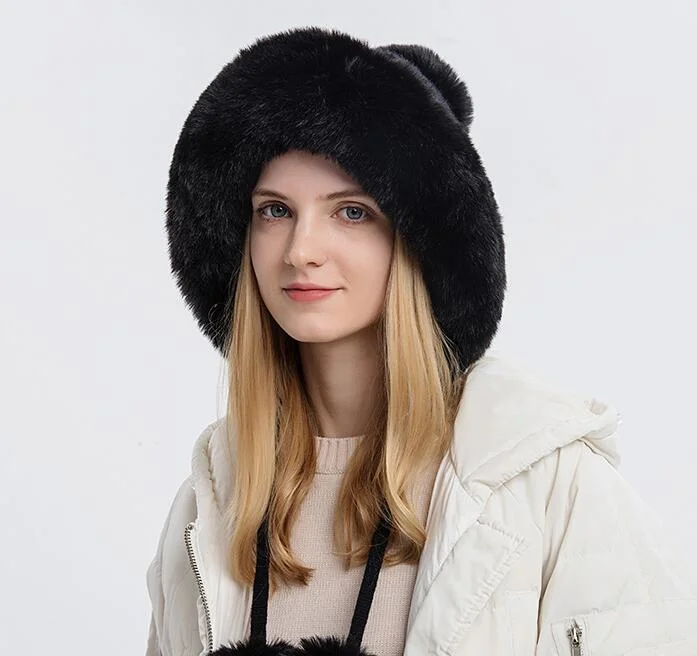 Women&prime;s Cute POM POM Knitted Beanie Hat Fluffy Woolen Winter Warm Hat
