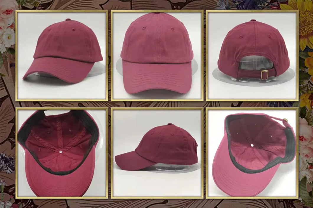 100% Cotton Red Baseball Cap Six Panel Sports Hat with Customizable Logo