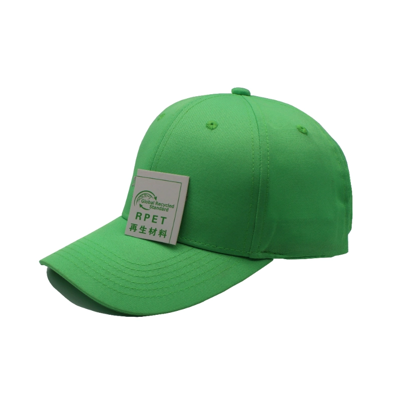 Recycled Polyester Material Plain Baseball Sports Cap Custom Logo RPET Fabric 6 Panel Recycle Baseball Hats