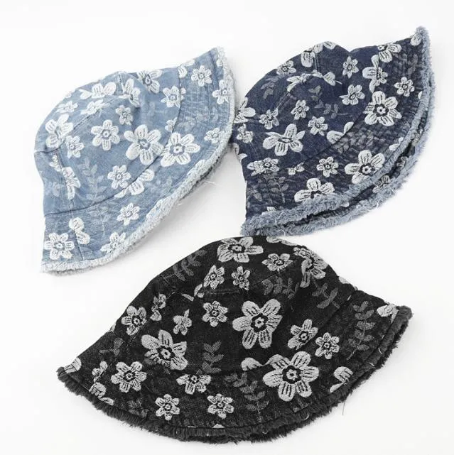 High Quality Denim Jacquard Fabric Four Seasons Universal Flower Pattern Baseball Cap