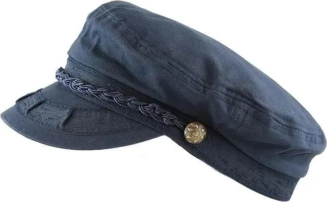 The Hat Depot Unisex Cotton Yachting Style Satin Lining Sailing Greek Fisherman Cap Hat Bucket Hats