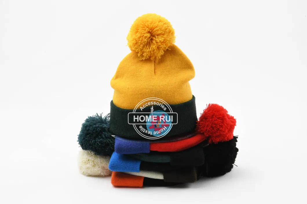 2023 Girls Boys Cute Beanie Hats with POM POM Gloves Set Acrylic Custom Logo Knit Manufacturer Winter Warm for School Kids