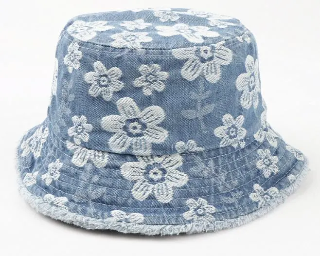 High Quality Denim Jacquard Fabric Four Seasons Universal Flower Pattern Baseball Cap