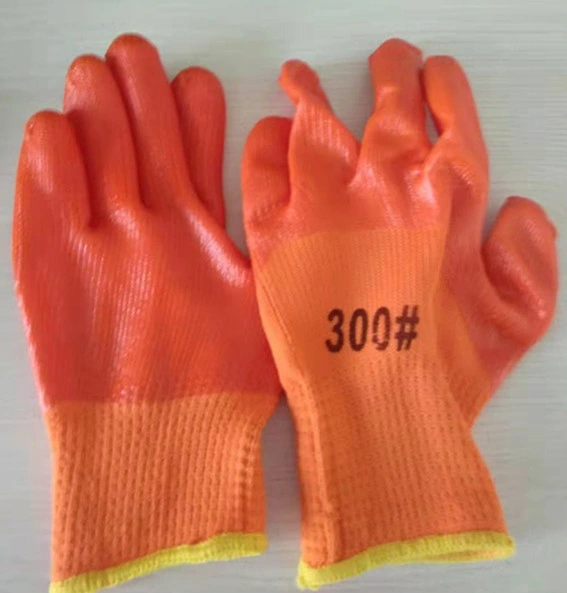 300# Cheap Terry Coated PVC Gloves Keep Warm for Winter