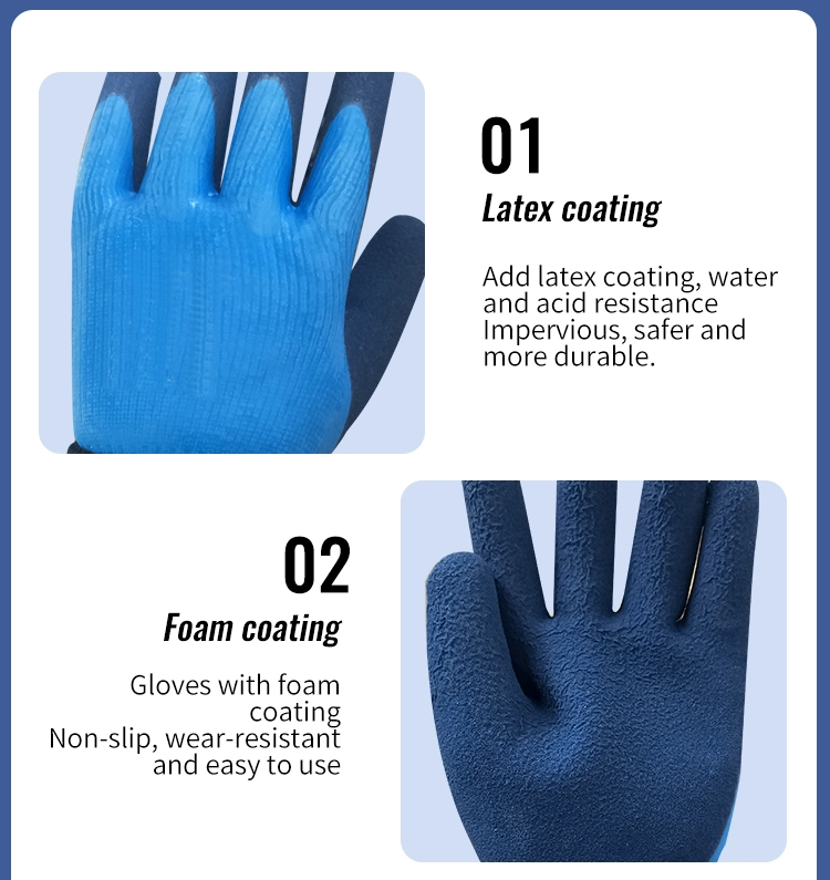 Hot Style Double Latex Waterproof Safety Work Gloves with Wool Rings for Winter Warmth