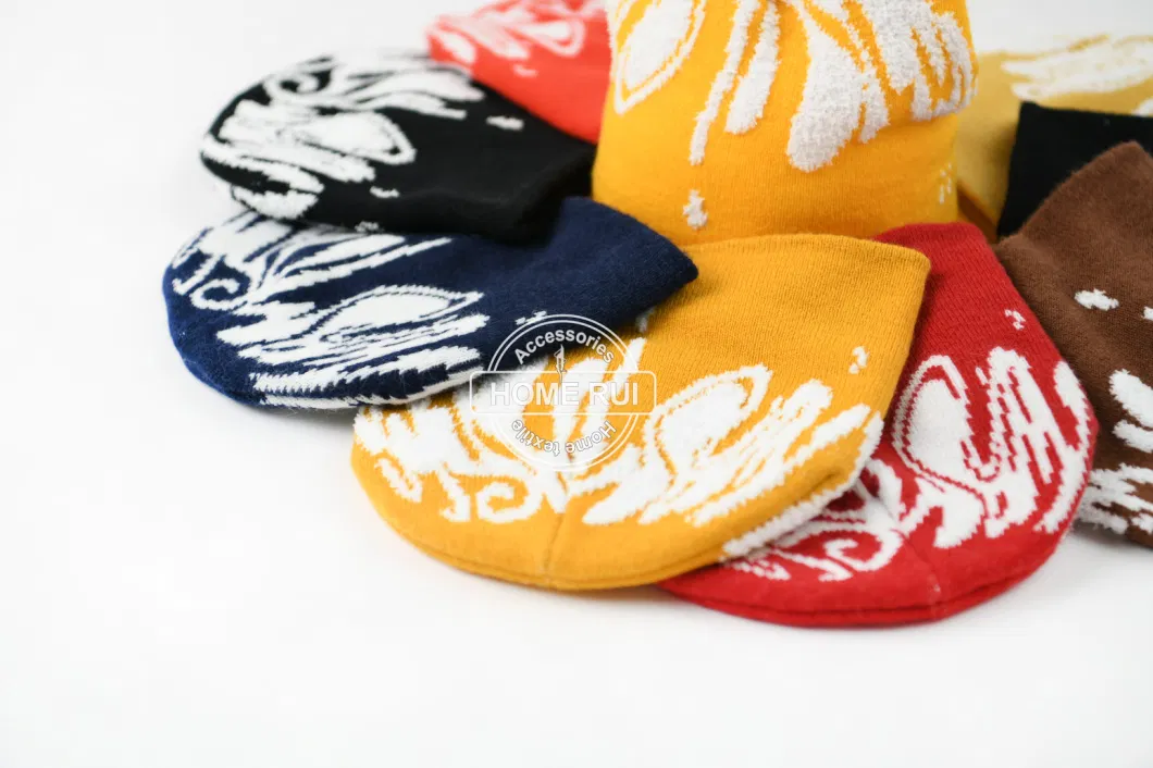 High Quality New Design Fashion Beanie Hats Air Shipping Low MOQ Wholesale Custom Logo Super Soft Fire Flame Jacquard for Women