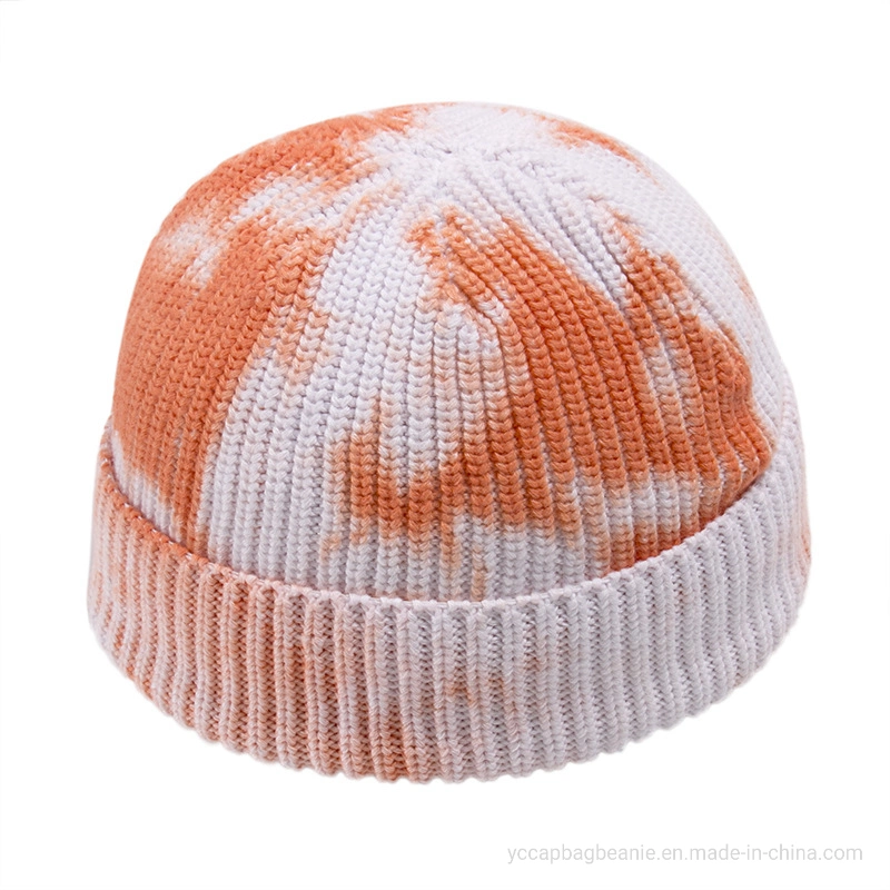 Custom Winter Warm Acrylic Tie Dyed Knit Bobble Beanie Hat