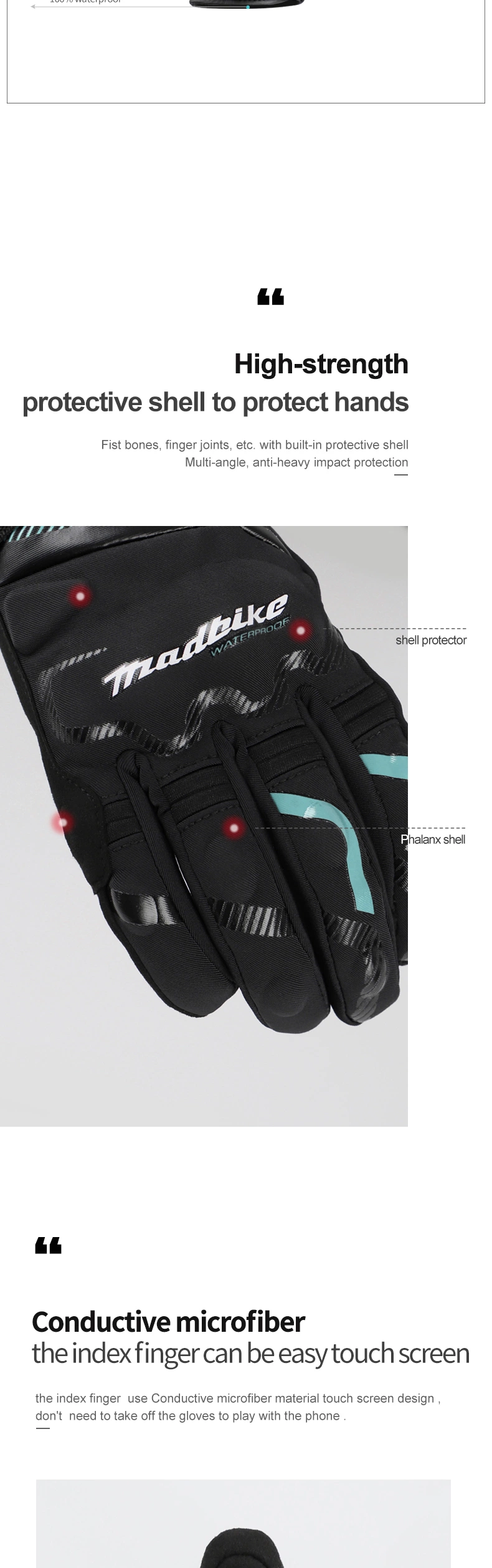 Full Finger Motorcycle Winter Gloves Anti-Slip Motorcycle Windproof Bike Gloves Touch Screen Motocross Racing Waterproof Gloves