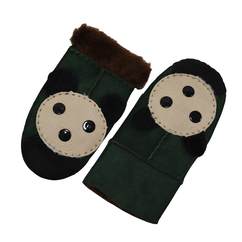 Custom Fashion Elegant Cheap Hand-Sewing Genuine Sheepskin Shearling Winter Gloves for Kids