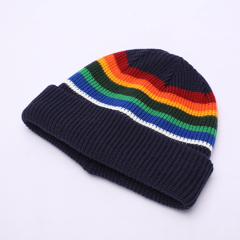 High Quality Customized acrylic Double Layers Knitted Winter Warm Hat