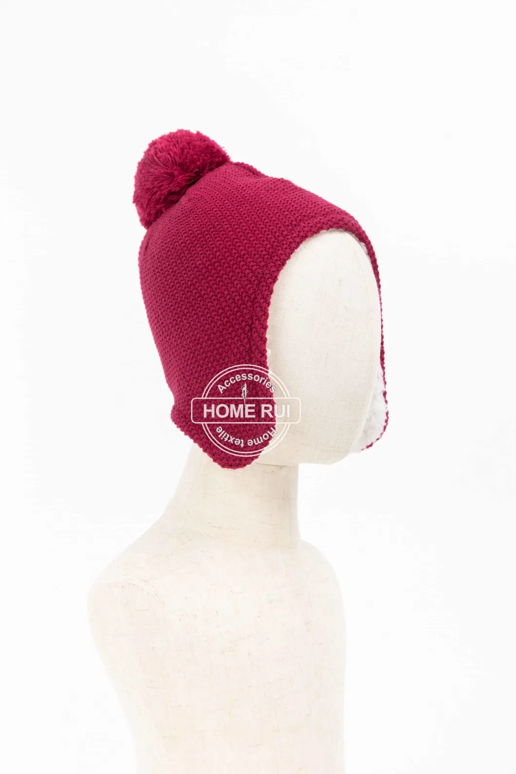 Winter Boys Girls Warm Unisex Bomber Hunting Earflaps Fleece Soft Ball Knit Sports Red Thermal Beanie Bonnet Hat