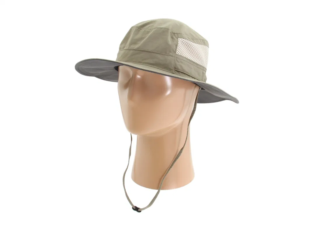 Promotional Polyeste Adjustable UV Protection Chin Strap Fisherman Hat with Sweatband