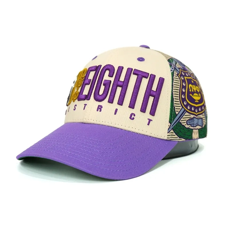 Popular Design Custom 3D Embroidery 6 Panel Hat Printed Personalized Two Tone Baseball Cap