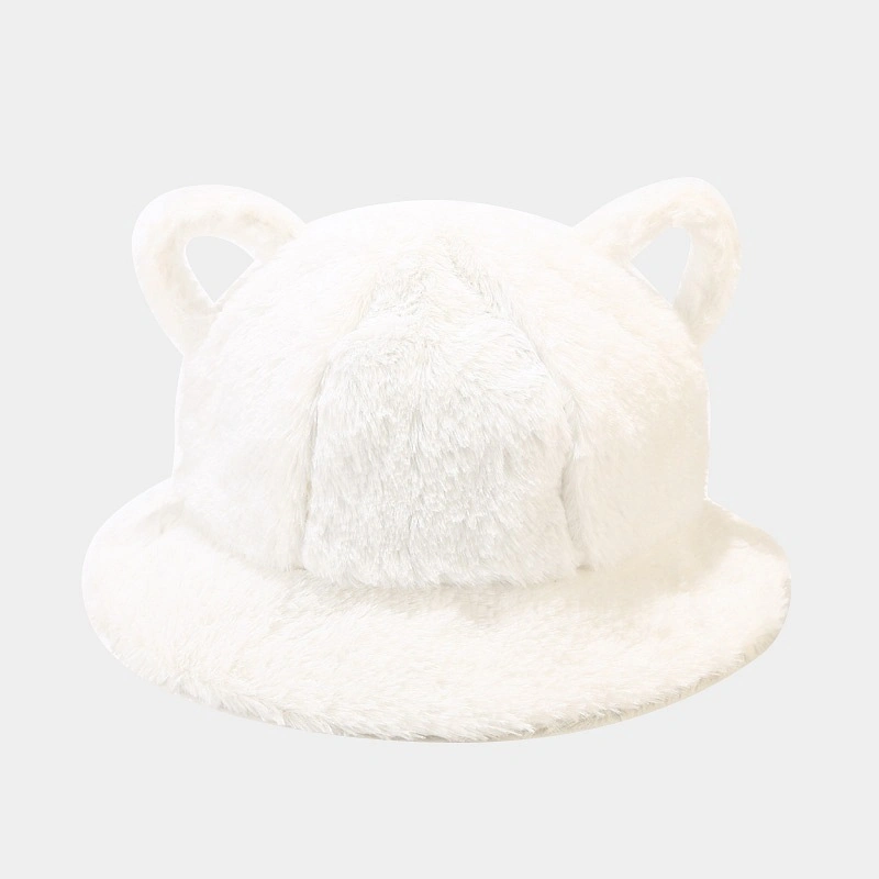 Winter Cute Cat Ear Fisher Hat Warm Fleece Plush Bucket Hats