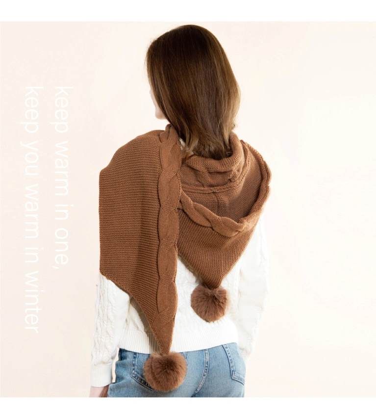2022 Women Fashion Nice Basic Wrap Scarves Girls Winter Soft Warm Shawl Wool Hooded Scarf for Lady Hangzhou Factory with Hat