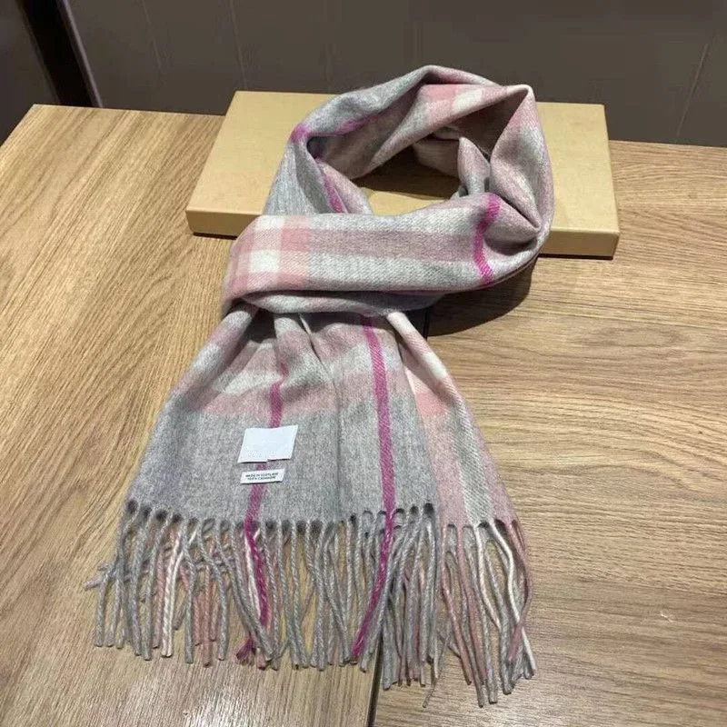 Fashion Luxury Brand Letter Stripe Cashmere Scarf Winter Thickening Warm Tassel Shawl Famous Designer Scarf