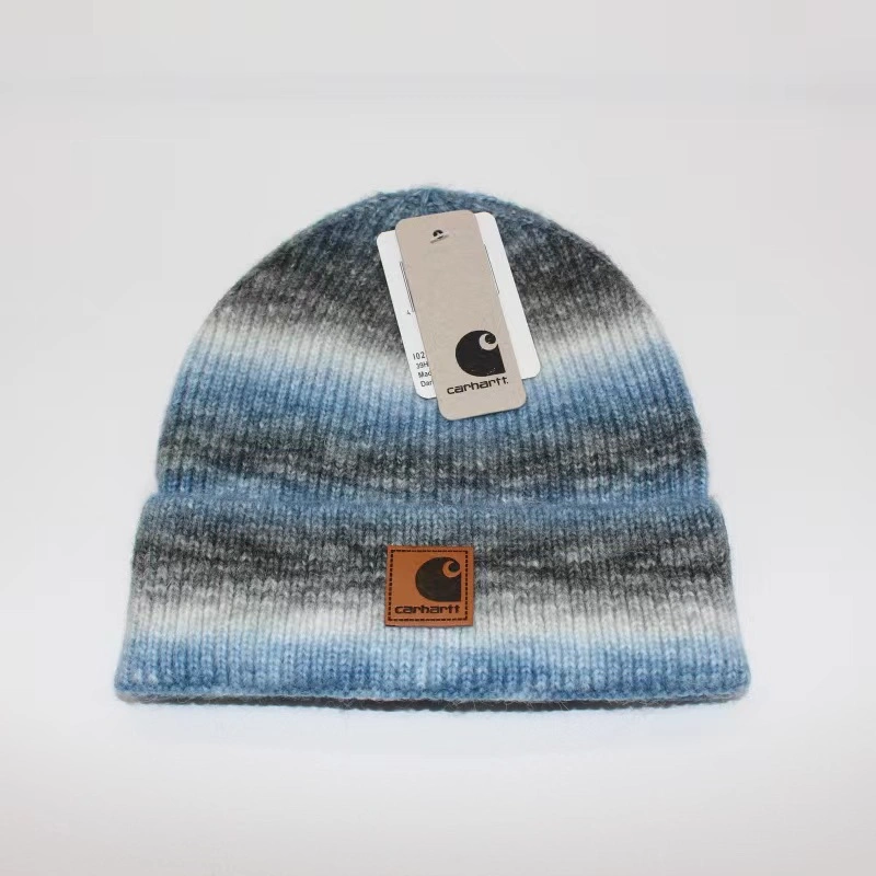 2023 New Autumn Gradient Knitted Striped Fashion Beanie Hat Popular