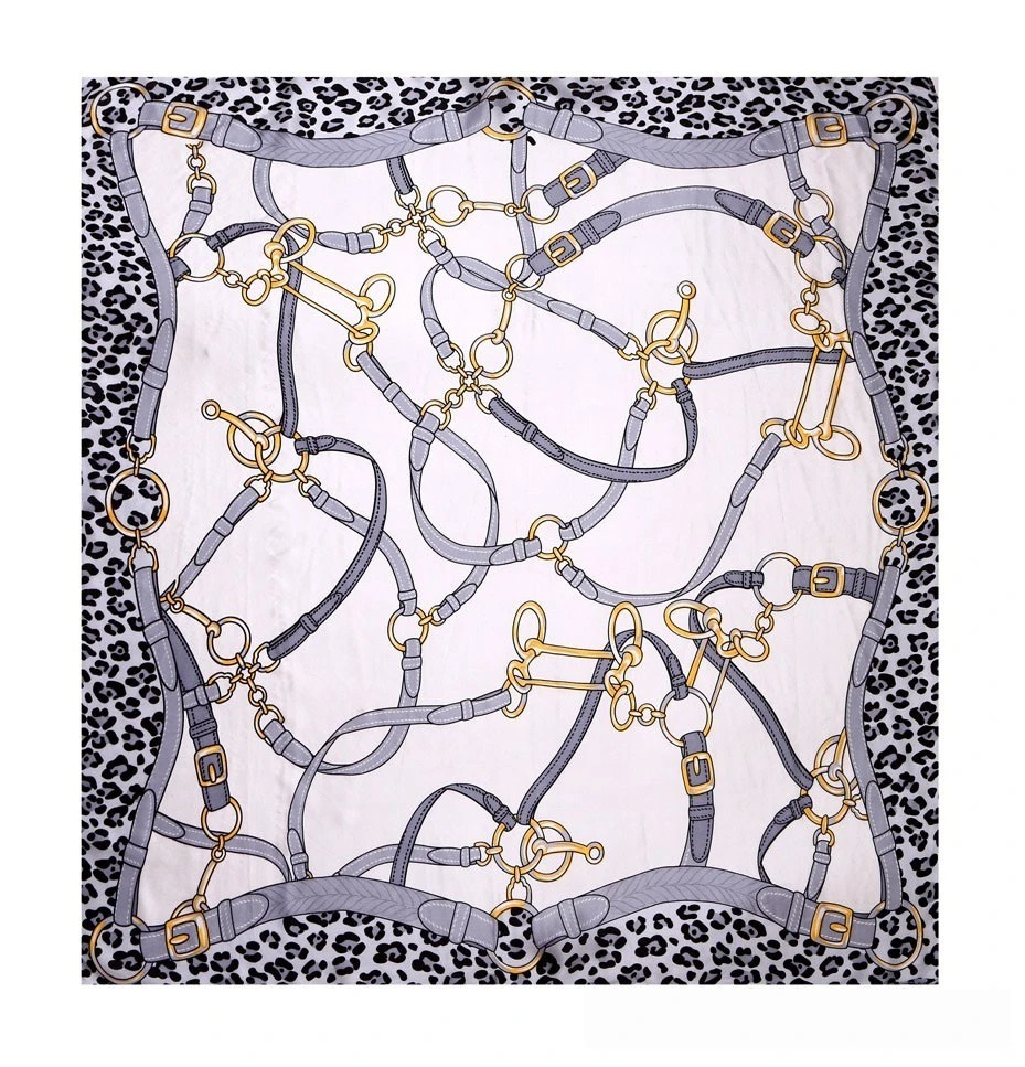 Custom Luxury Leopard Print Pure Silk Scarf