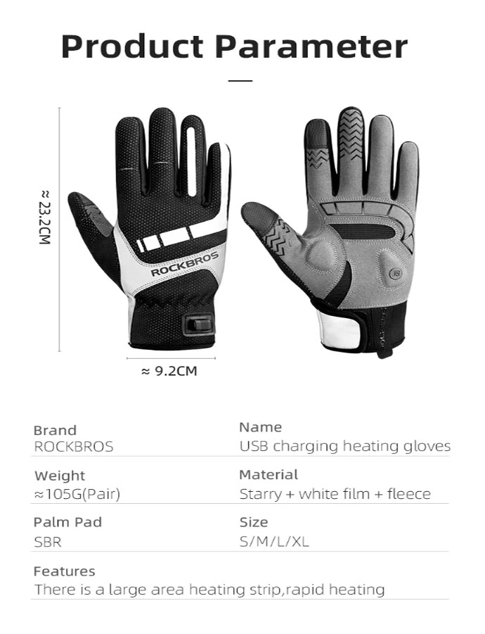 Rockbros Electric Cycling Gloves - Smart Temperature Control, Comfortable Riding