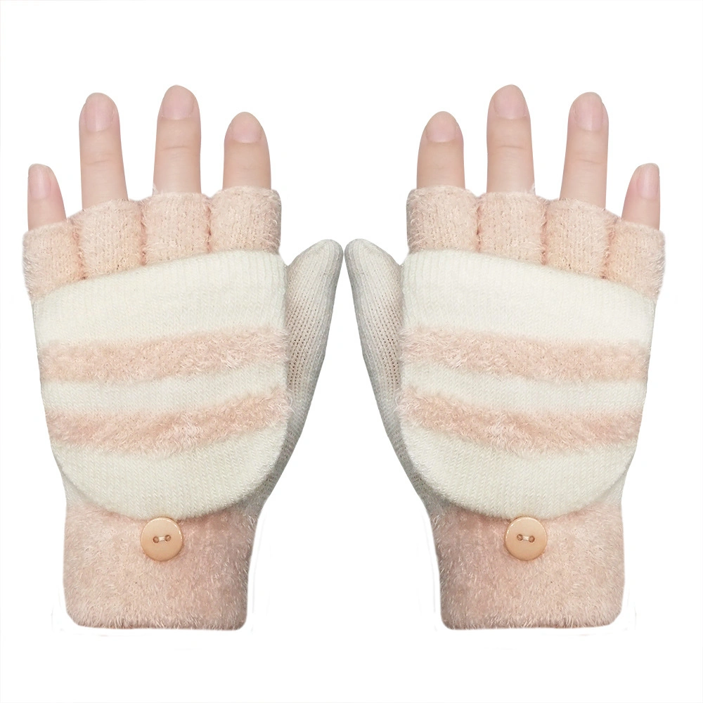 Kids Animal Jacquard Magic Acrylic Knit Winter Warm Fingerless Gloves