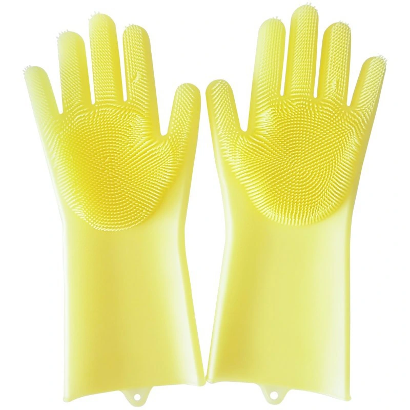 Custom Made 100% Food Grade BPA Free Silicone Rubber Heat Resistant Brush Magic Scrubber Washing Cleaning Dishwashing Gloves
