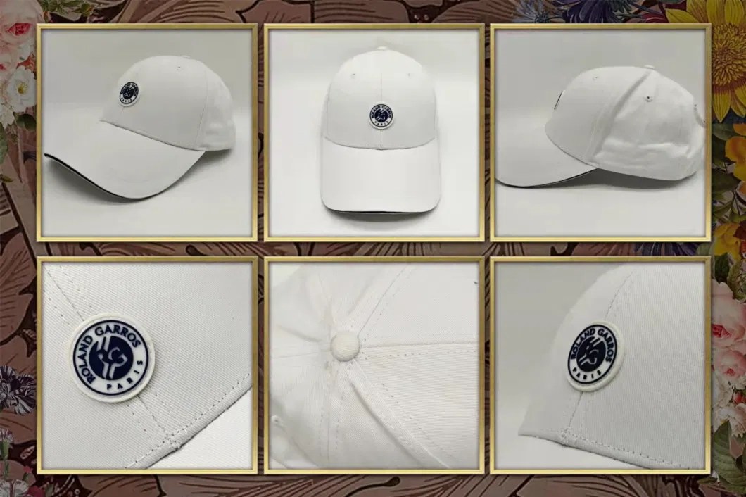 White Customized Cotton Baseball Cap Sports Hat with 3D Patch Logo Sandwich