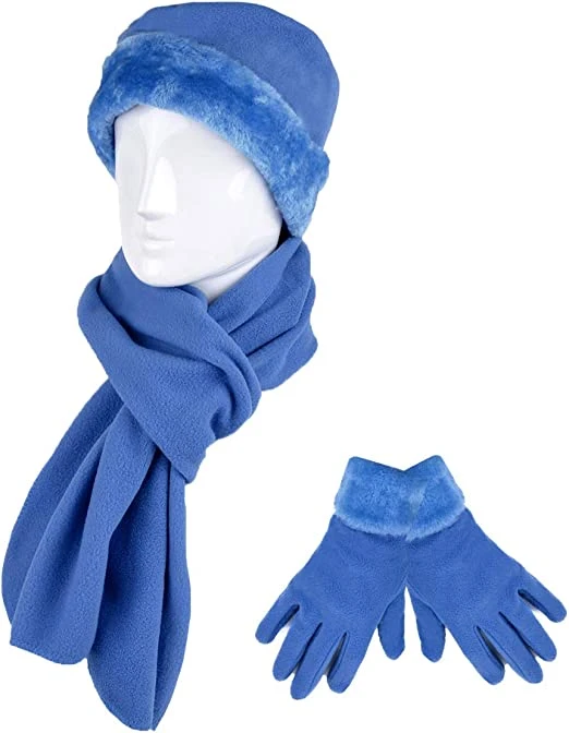 Hat and Glove Warm Winter Hats Gloves Blue Scarves