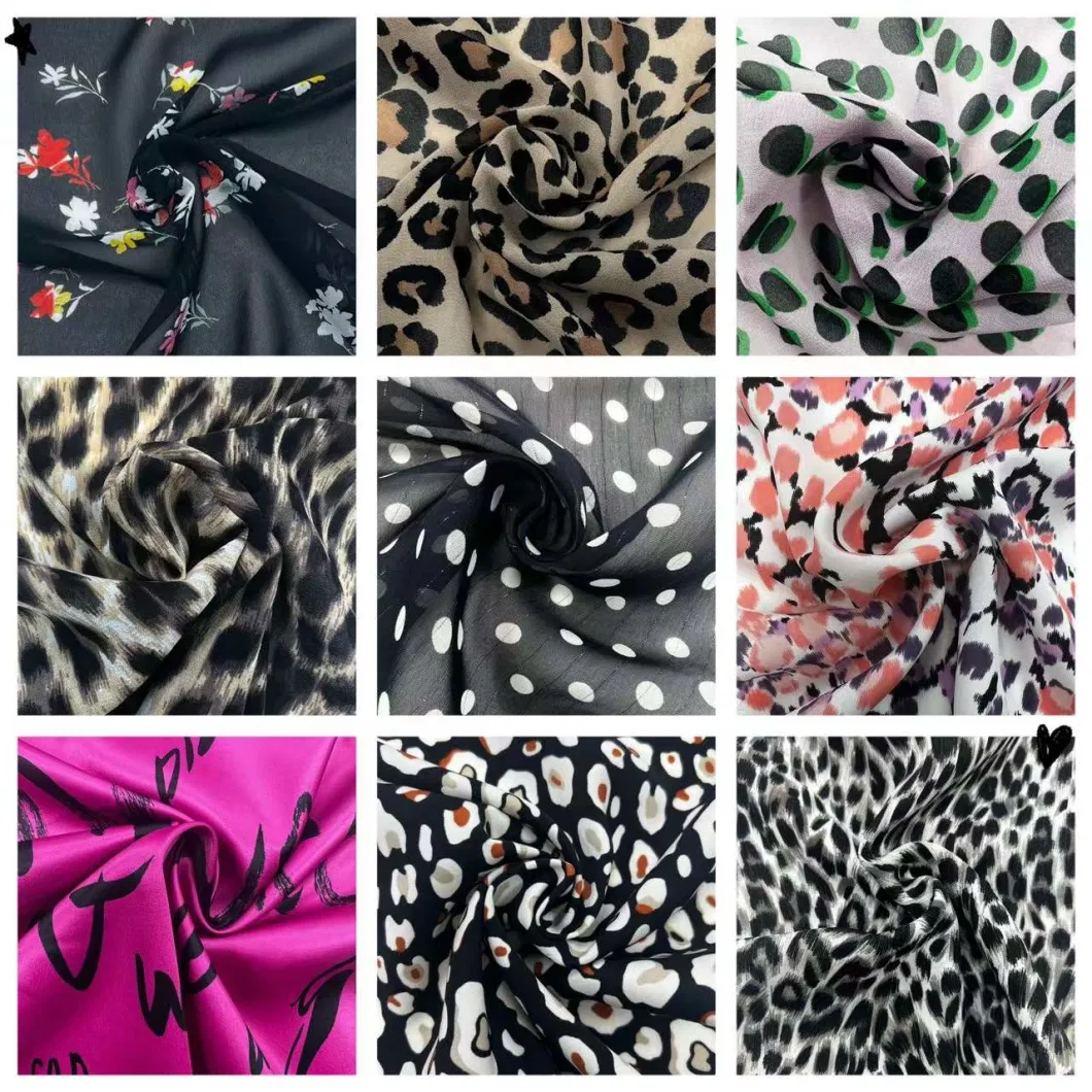 Tn Textile Poly Composite Satin Fabric Leopard Print for Women Dress Garment