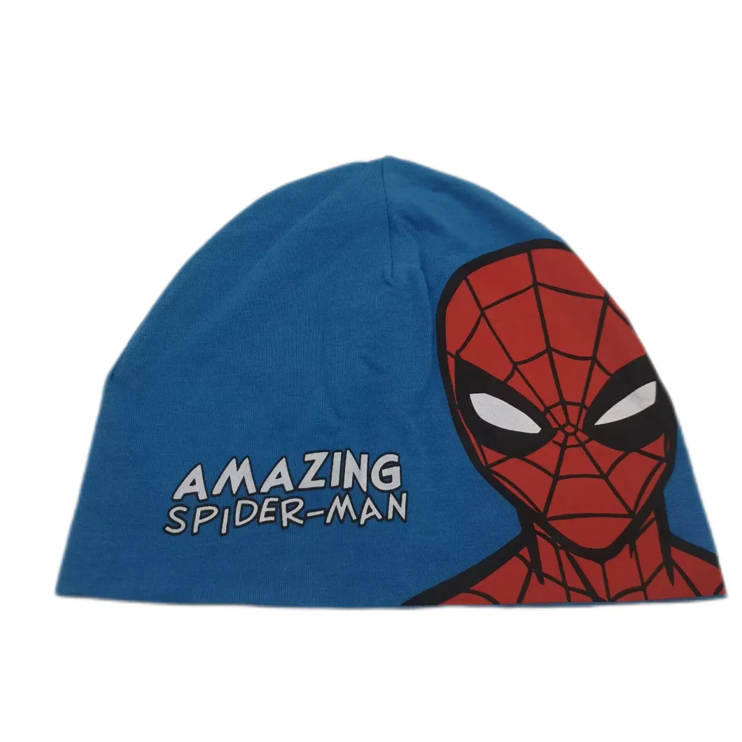 Marvel Kids Cap Blue and Red Spider-Man Printed 95% Cotton 5% Spandex Single Jersey Beanie Hat