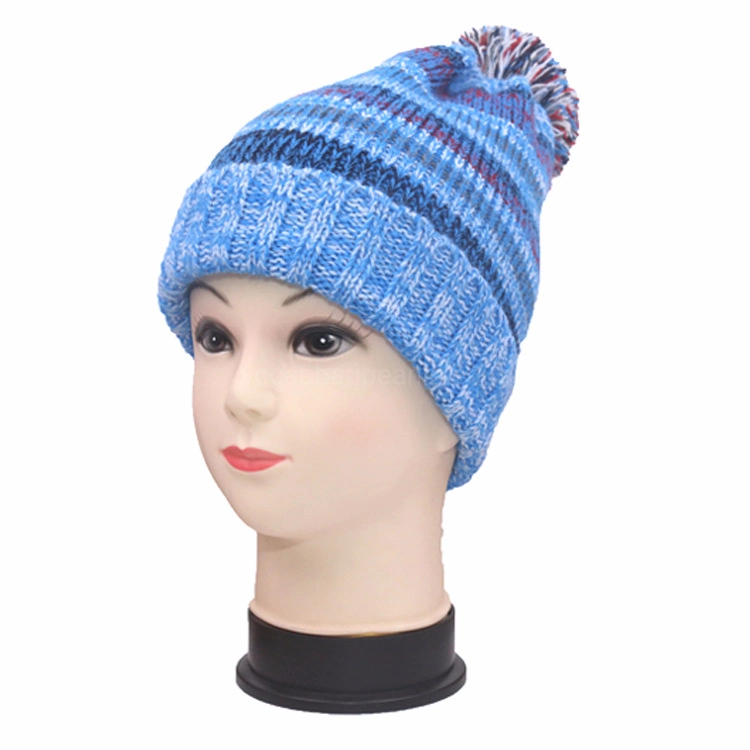 Women&prime;s Winter Ab Yarn Pompom Knitted Bobble Hat