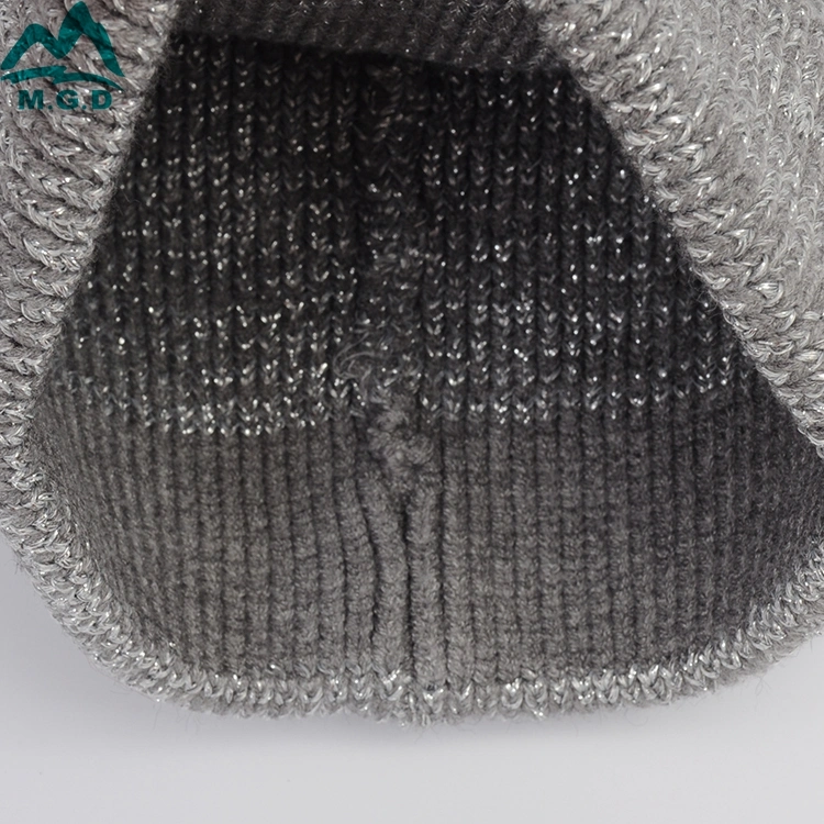 Fashion Wholesale Winter Fake Fur Grey Knitted POM POM Beanie Hat