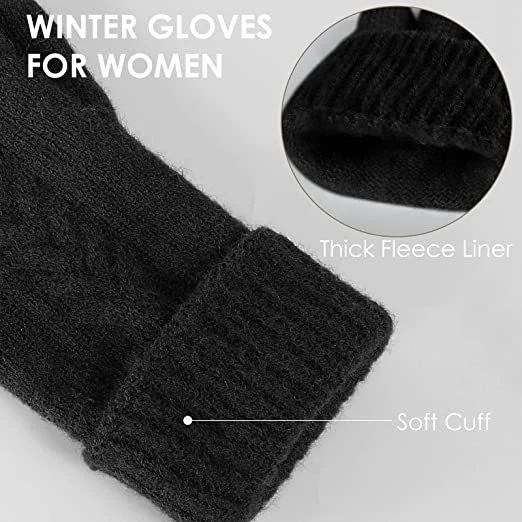 Knitted Acrylic Ladies Jacquard Winter Warm Finger Touch Screen Gloves