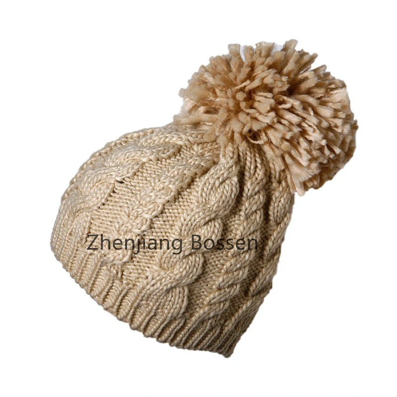China Supplier OEM Custom Logo Embroidery Acrylic Winter Australia Beanie Hat with Pompom