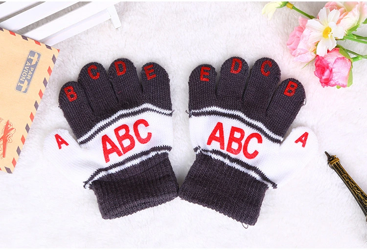 Kids Children Baby Kindergarten Alphabets a B C ABC Knit Magic Gloves Winter Warm