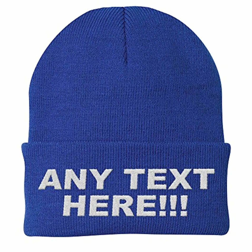 100% Acrylic Personalized Man Woman Adjustable Warm Beanie Embroidered Skull Custom Knit Hat