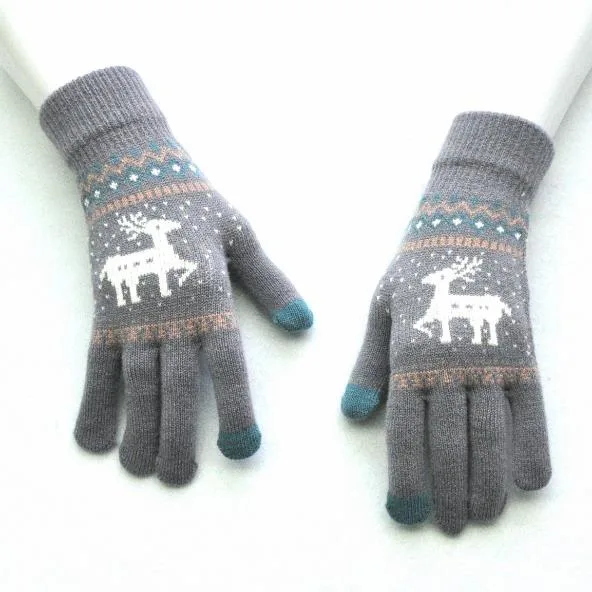 Ready Ship Touch Screen Men and Women Warm Knitted Winter Acrylic Gloves