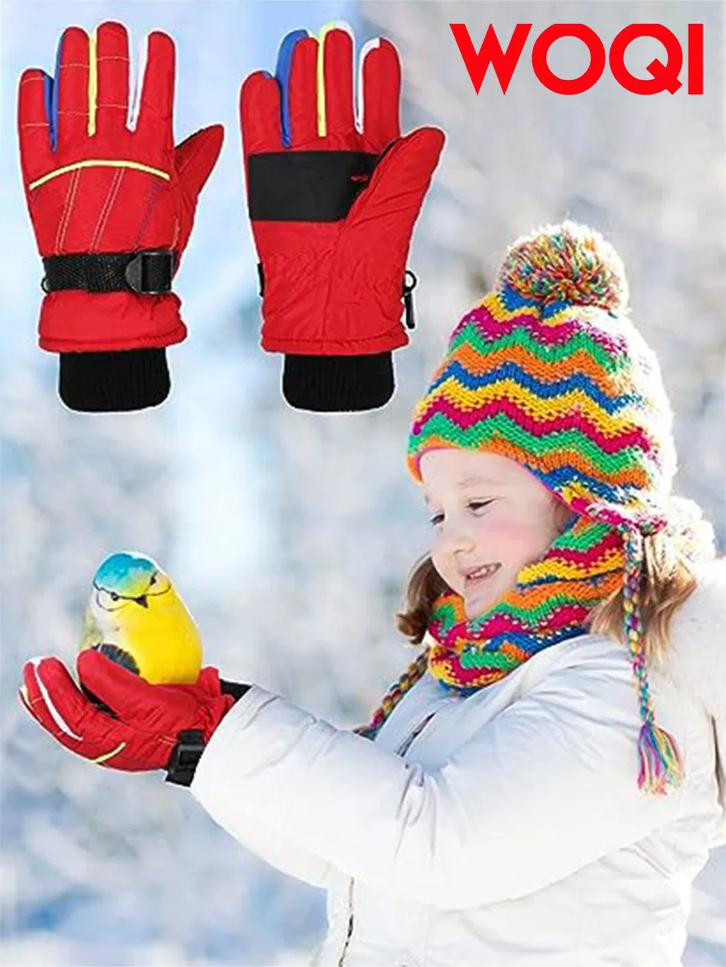 Woqi Winter Windproof and Warm Children&prime;s Ski Gloves, Waterproof Gloves