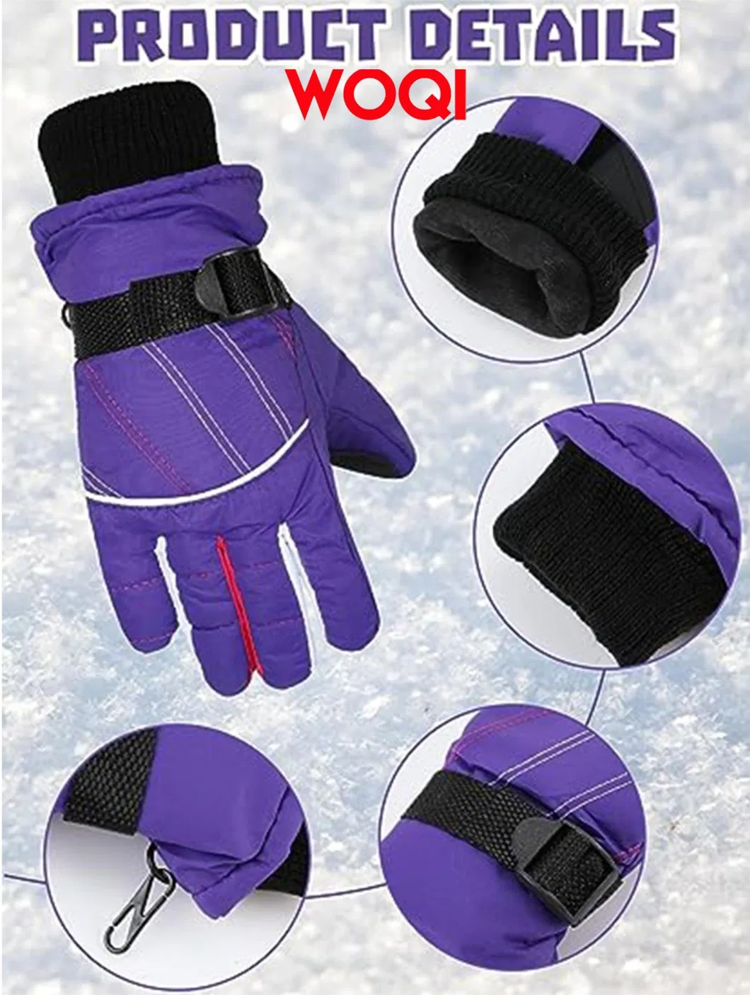 Woqi Winter Windproof and Warm Children&prime;s Ski Gloves, Waterproof Gloves