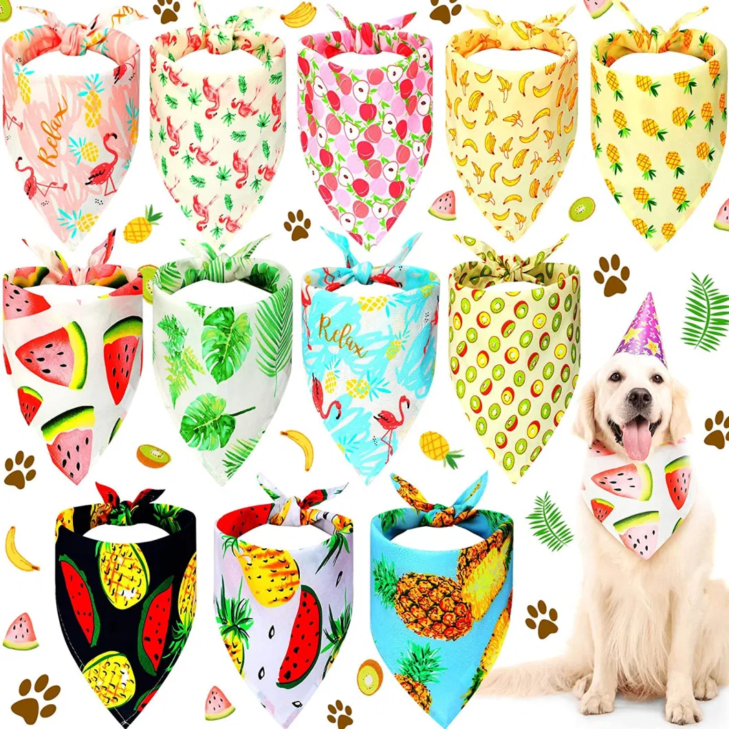 Washable Fruit Dog Bandanas Triangle Dog Bibs Scarf Assortment