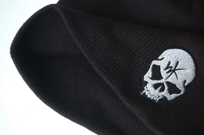 Fashion Unisex Men Women Classical Skull Embroidery Print Custom Warm Plain Knit Beanie Hat
