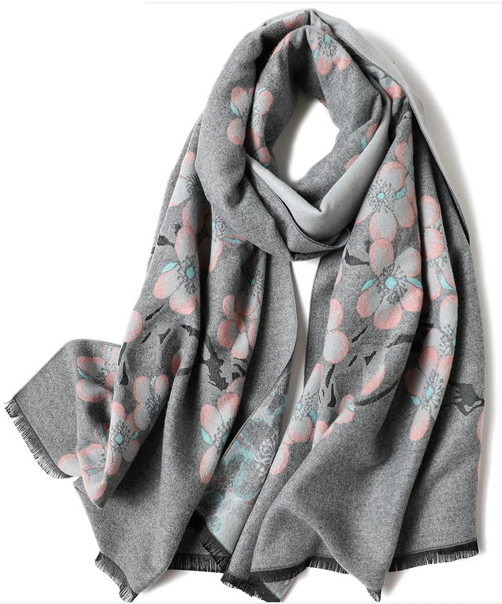 Facotory Wool Cashmere Fashion embroidery Cotton Scarf