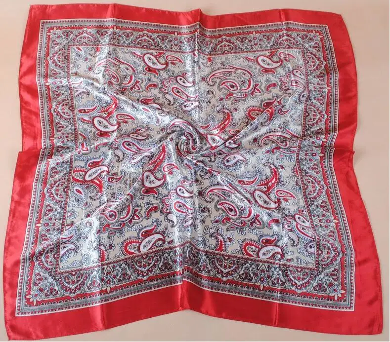 Classic Paisley Cashew Floral 90cm Square Satin Scarf Women&prime; S Vintage Print Scarf