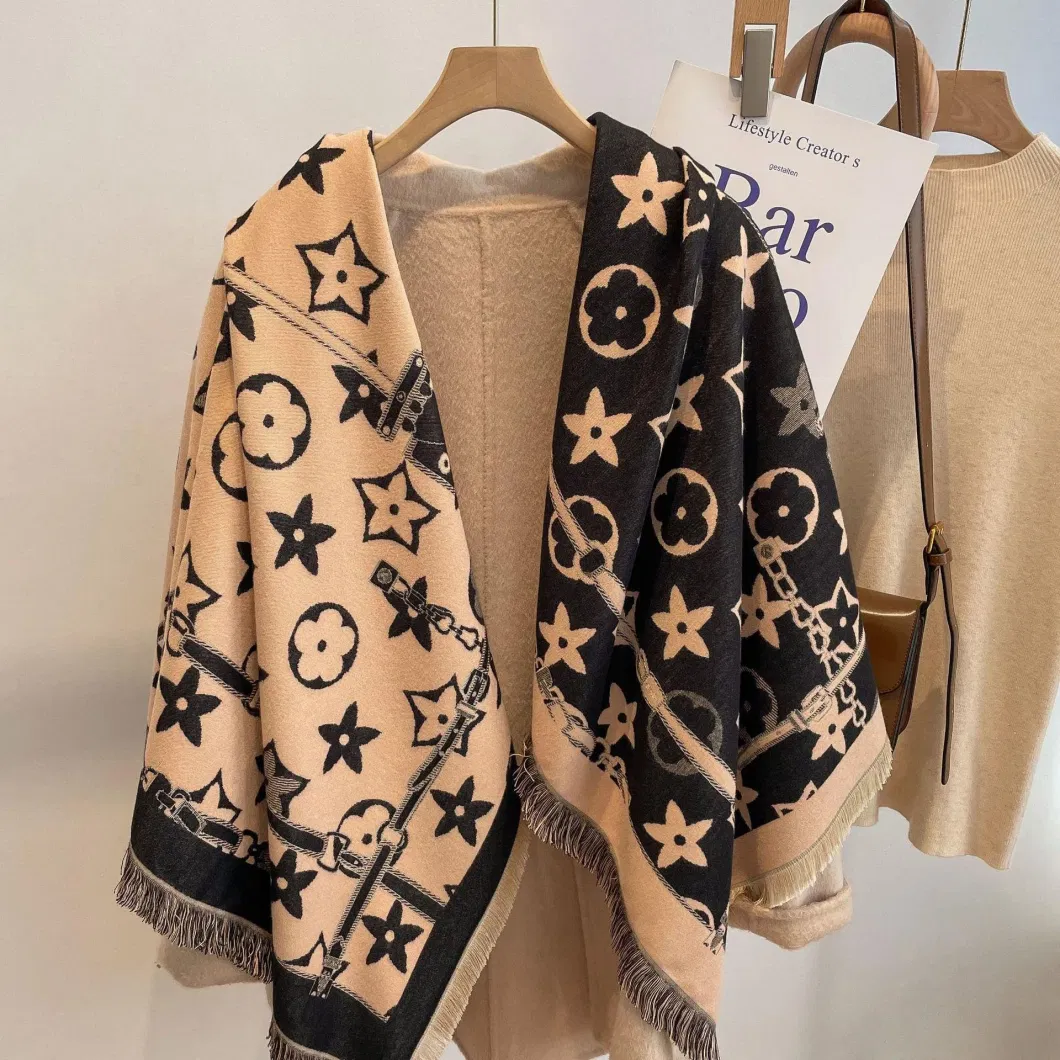Luxury Famous Brand Designer Scarf Wool Black Tassel Scarves Winter Warm Scarf
