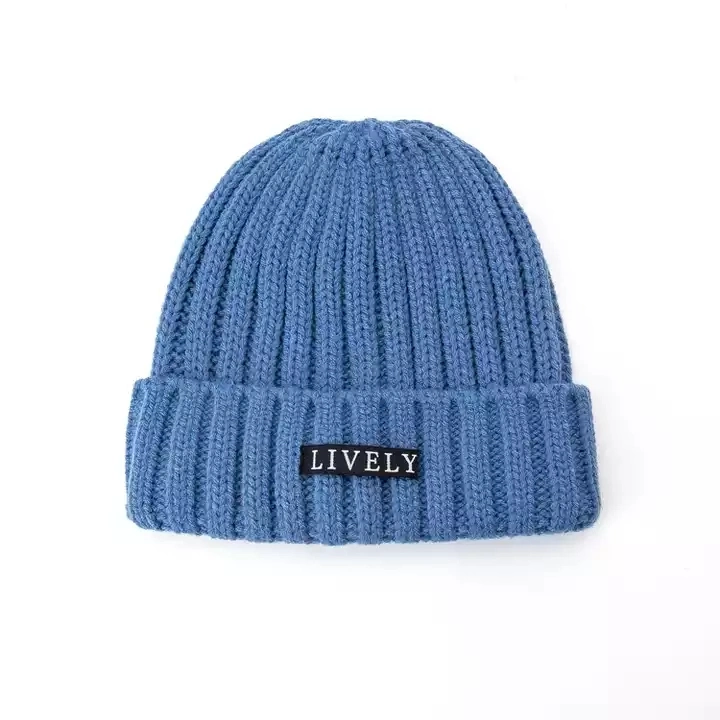 Solid Color Custom Embroidery Logo Rib Winter Kit Hats Outdoor Warm Customize Beanies Hats