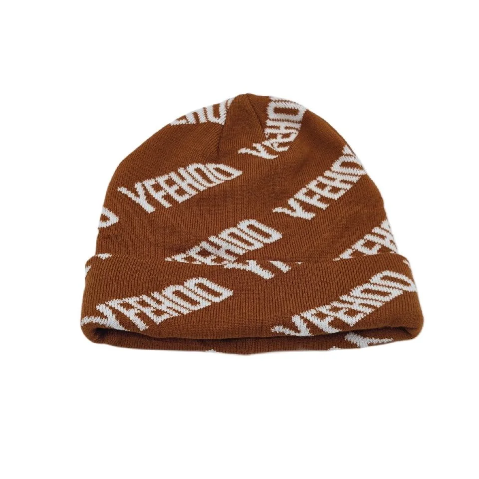 Customized Full Jacquard Logo Cuff Beanie Hats